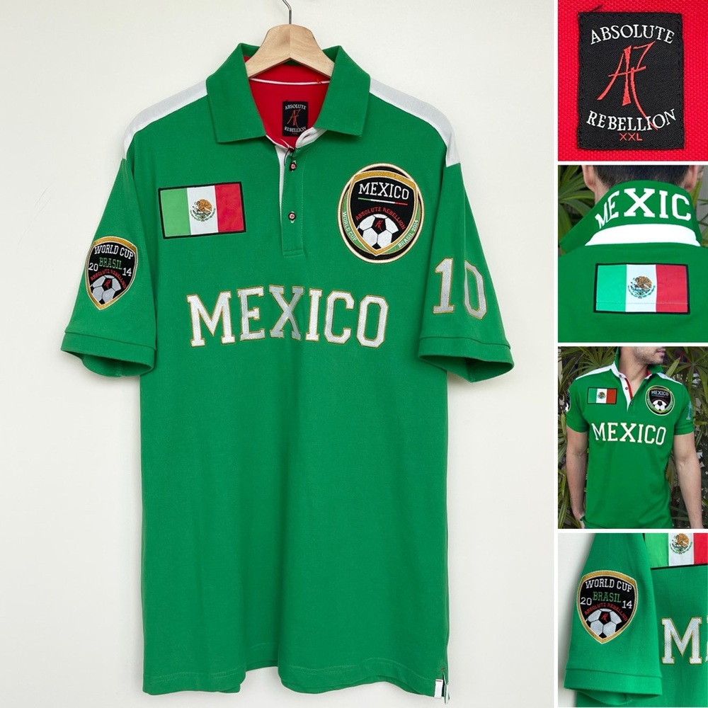 Absolute Rebellion Polo Word Cup Brasil 2014 Mexico Short Sleeve Stretch - Picture 13 of 16